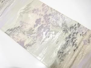 アンティーク　山並に田舎風景模様織り出し袋帯（材料）